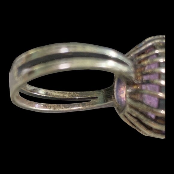 Ring Size 6 Amethyst Faceted 15 mm x 15 mm 5.018 Carats Sterling Silver 925 Vint - Picture 8 of 8